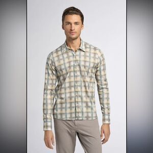 New Good Man Brand Big On-Point Plaid Organic  Cotton Button Up Shirt S
